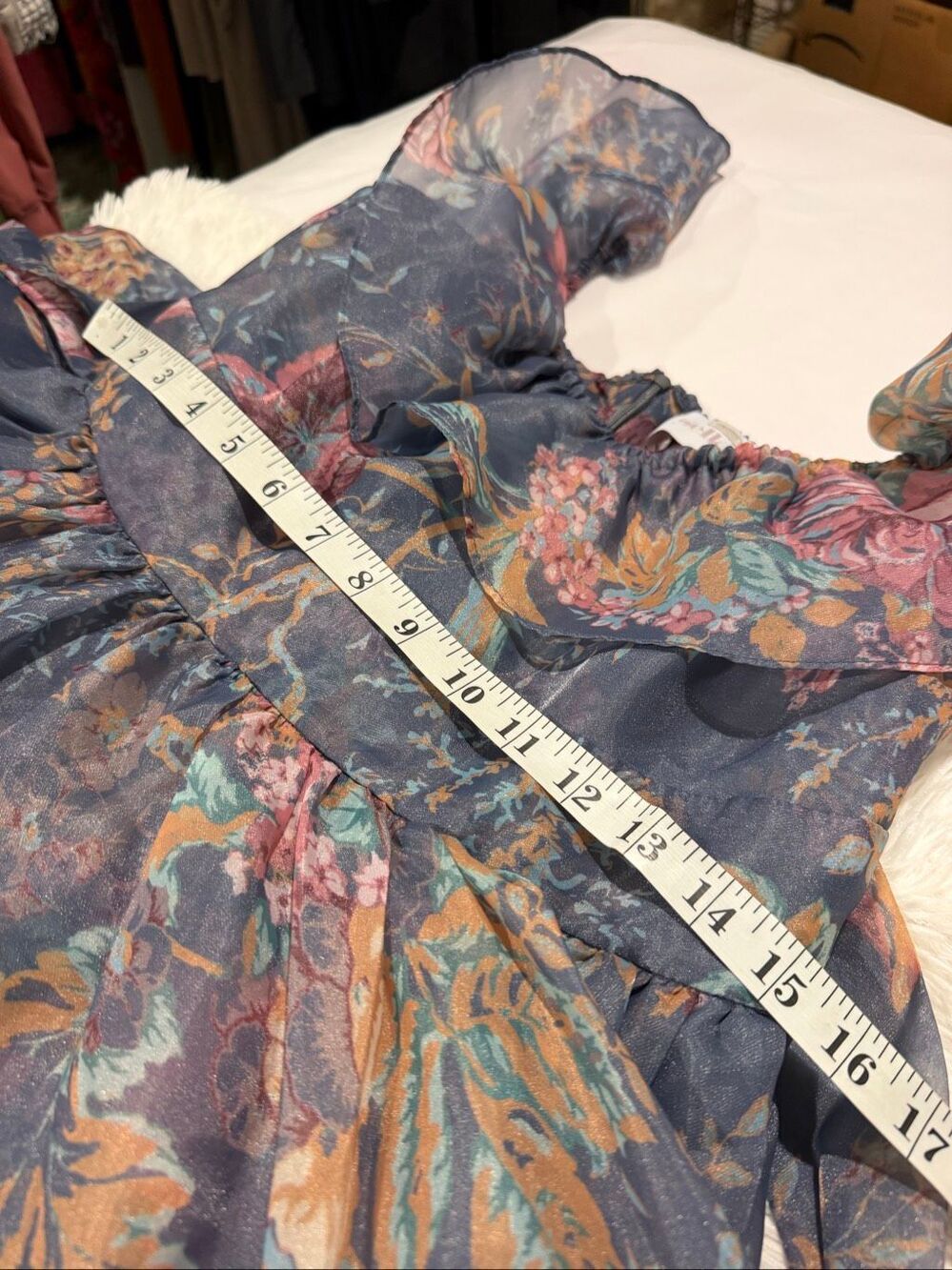 Selkie Romance Novel Gown in Blue Floral Large - Picture 5 of 10
